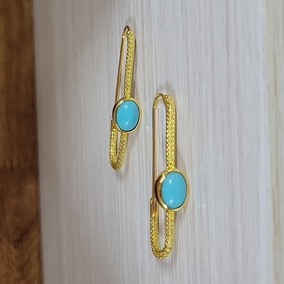 AQUA ACCENT SAFETY PIN EARRINGS - Picture 5 of 8